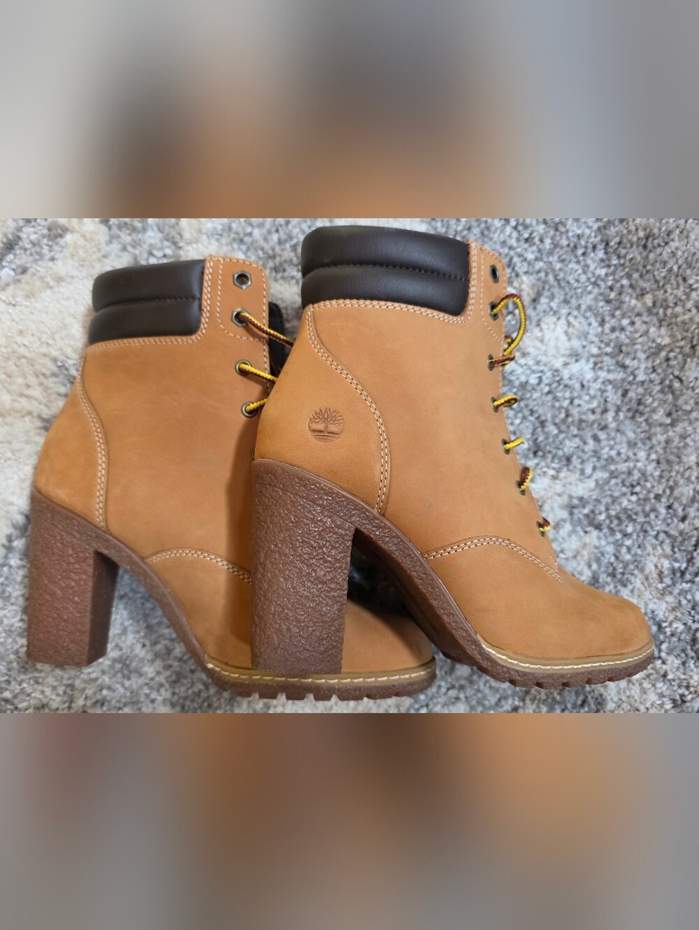 Timberland Tan Nubuck Heeled Work Boots for Women Size 6